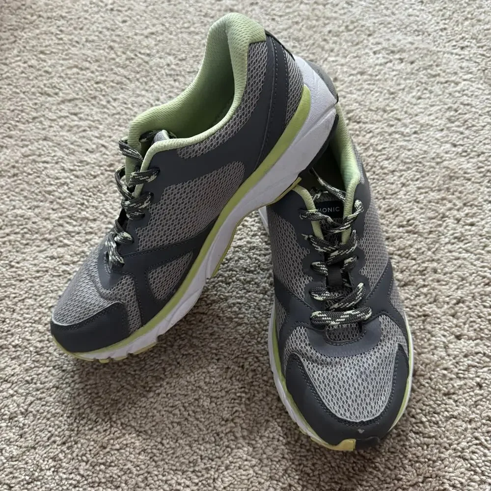 Vionic Tokyo Grey & Light Green Mesh Sneakers Athletic Shoes Women's Size 8.5